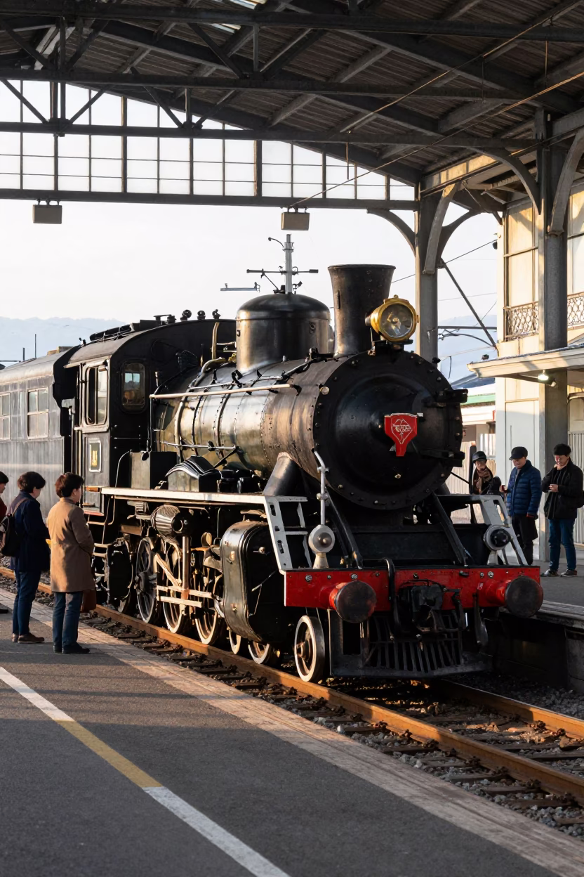 Station Shed in Sapporo at As First Light Reaches The Scene in in Sapporo, Japan