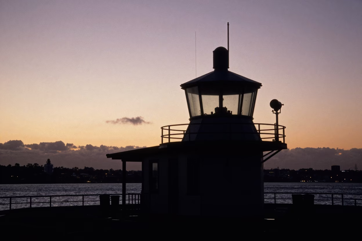 Station Silhouette in Auckland at The Predawn Darkness Light in in Auckland, New Zealand