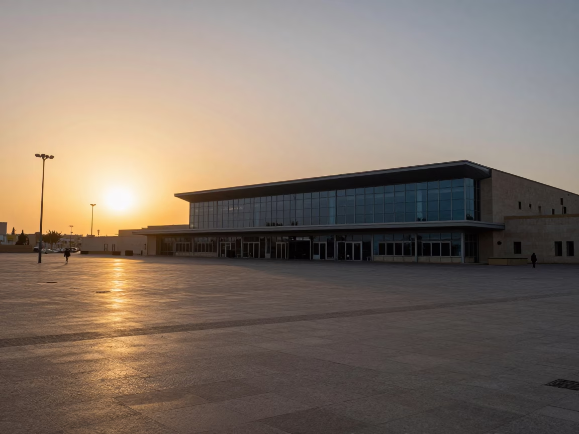 Station Sunset in Casablanca at As The Sun Drops Toward The Horizon in in Casablanca, Morocco