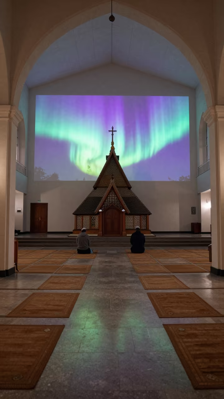 Stave Church Aurora in Vancouver Mosque Hall in in a mosque prayer hall in Yaletown, Vancouver