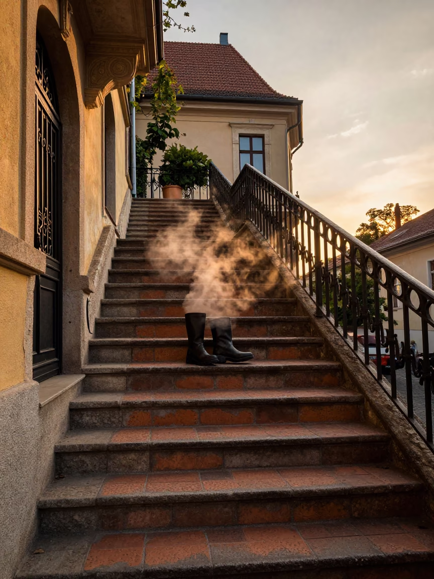 Steam in Budapest at Golden Hour in in Budapest, Hungary