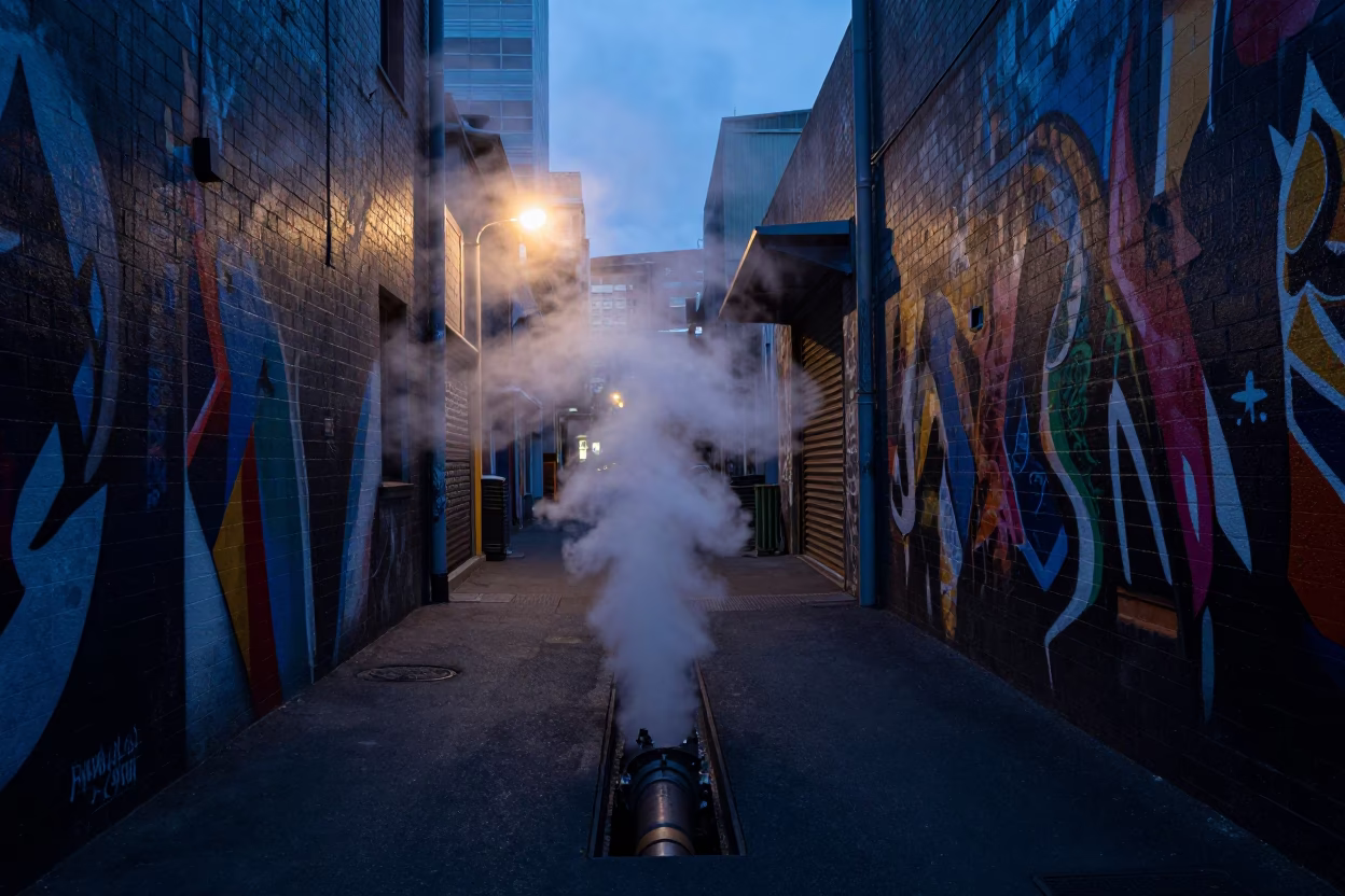 Steam in Melbourne at Nautical Dawn Light in in Melbourne, Victoria, Australia