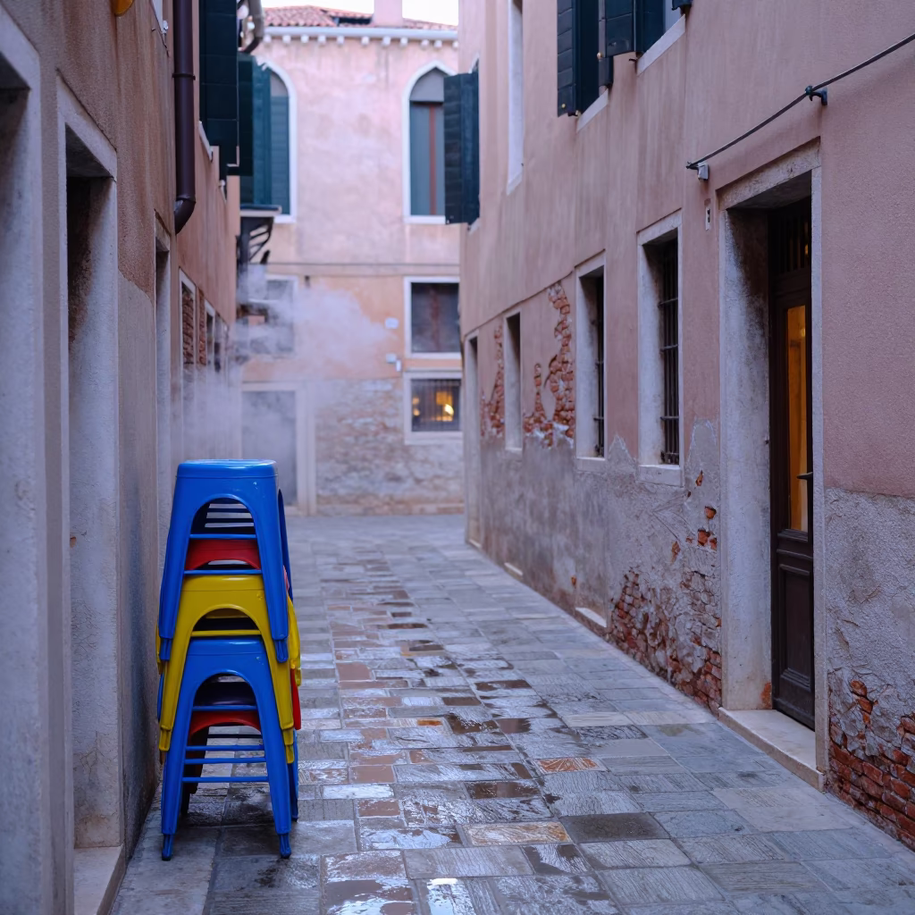 Steam in Venice at Early Morning Light in in Venice, Italy