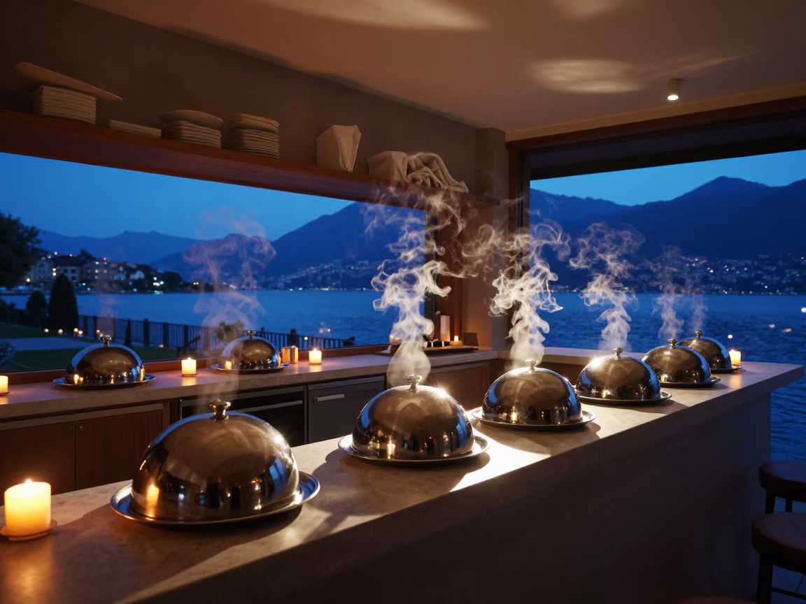 Steam Rising Silver Domes Spa Room Service Lugano in inside a spa reception in Lugano
