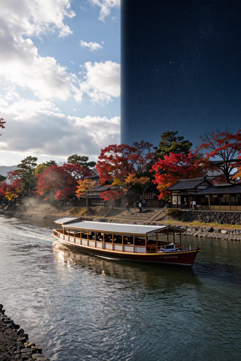 Steamboat Reflects Day Night Sky Kiyomizu in near Kiyomizu, Kyoto
