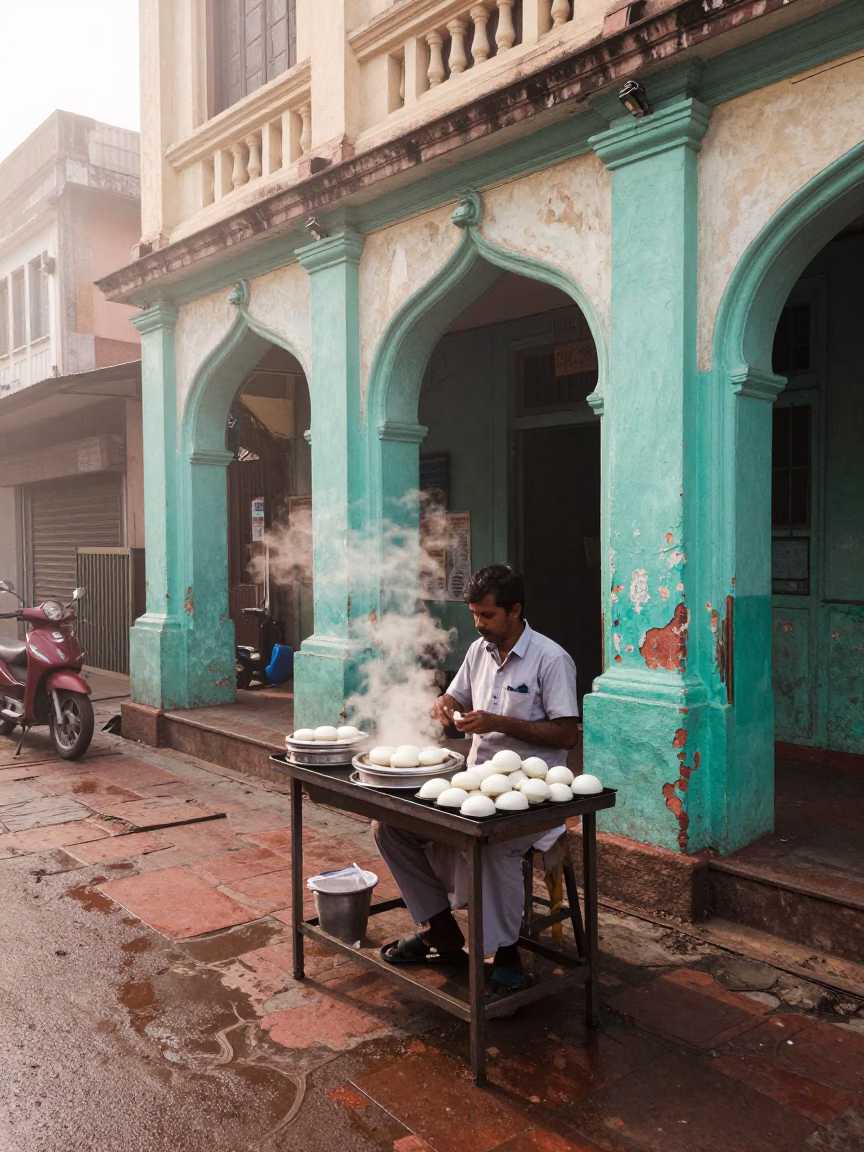 Steamed Idlis in Hyderabad in in Hyderabad, India