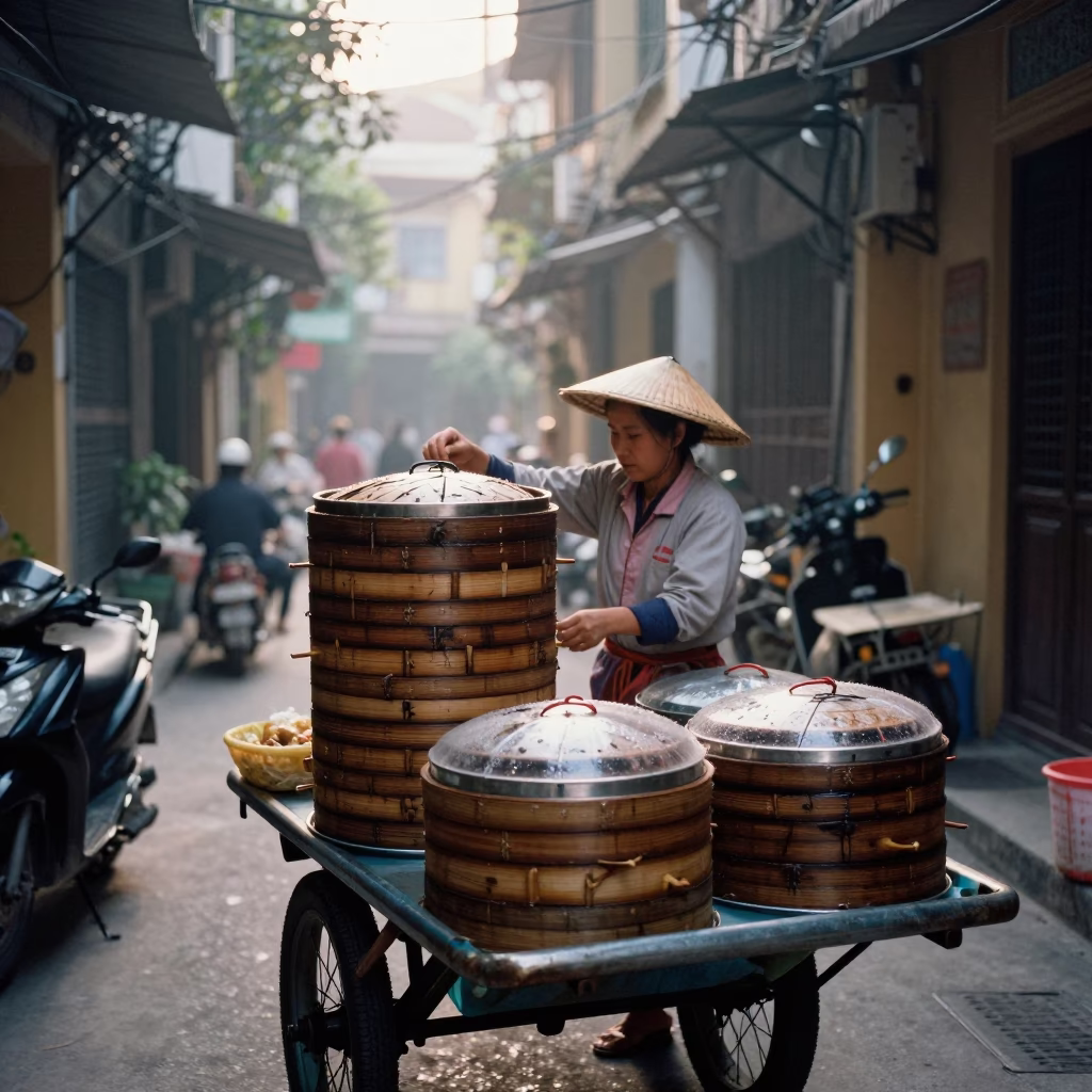 Steamer Cart in Hanoi in in Hanoi, Vietnam