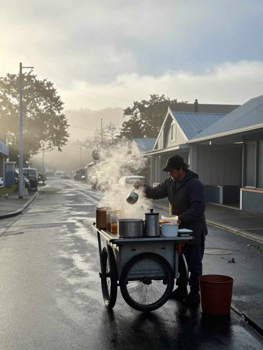 Steaming Cart in Christchurch in in Christchurch, New Zealand