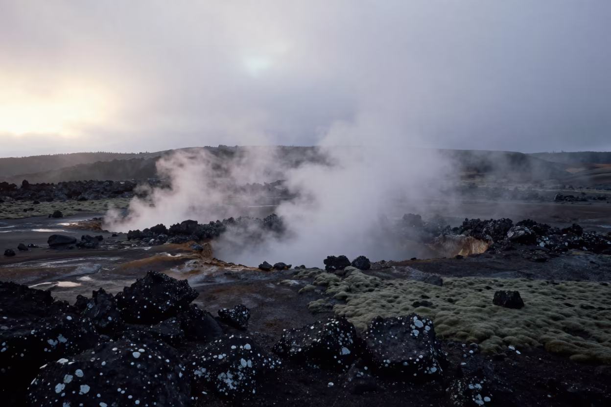 Steaming Fumaroles on British Columbia Volcanic Plateau in in British Columbia