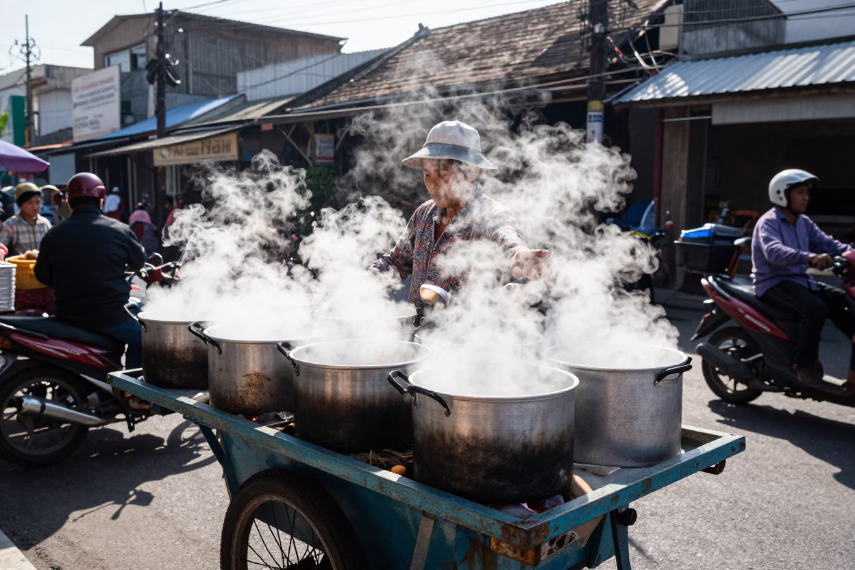 Steaming Pots in Surabaya in in Surabaya, Indonesia