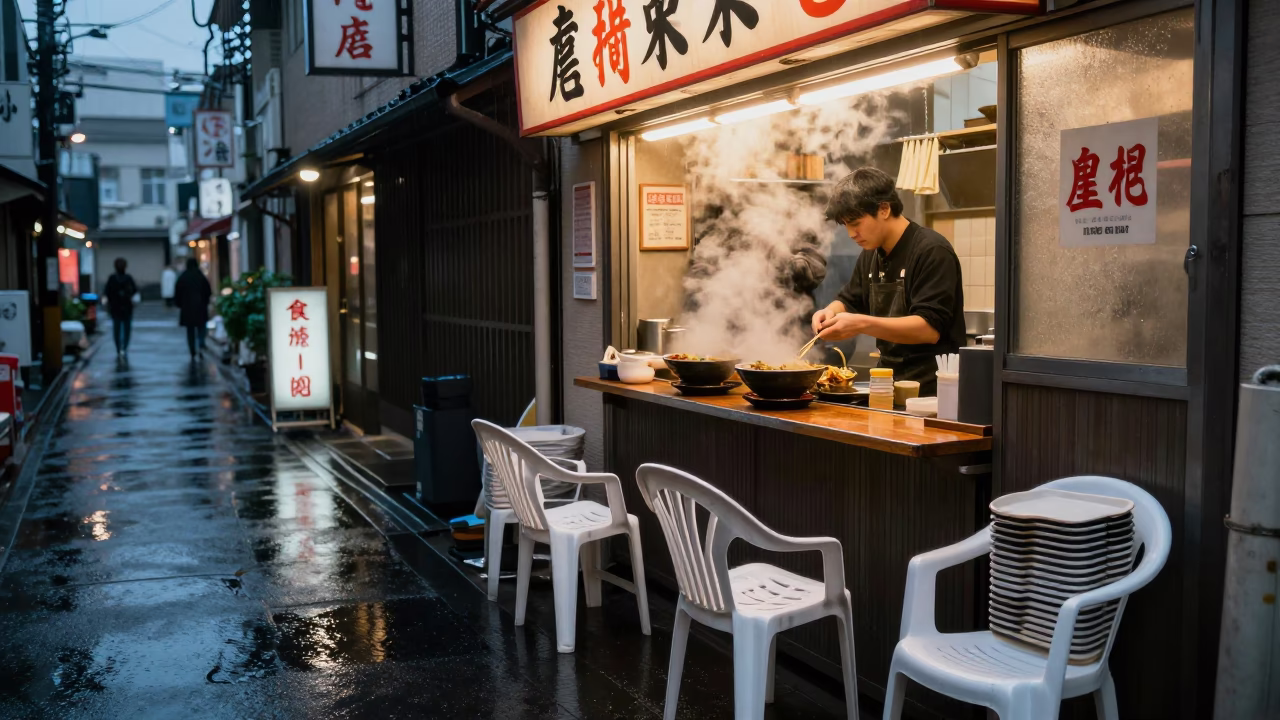 Steaming Ramen in Sapporo in in Sapporo, Japan