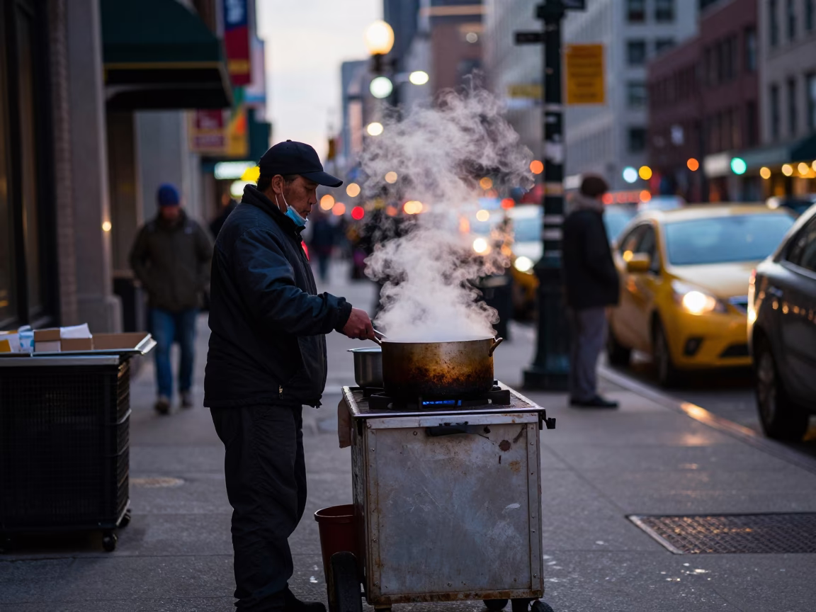 Steaming Saucepan in Chicago at As City Lights Begin To Glow in in Chicago, Illinois, United States