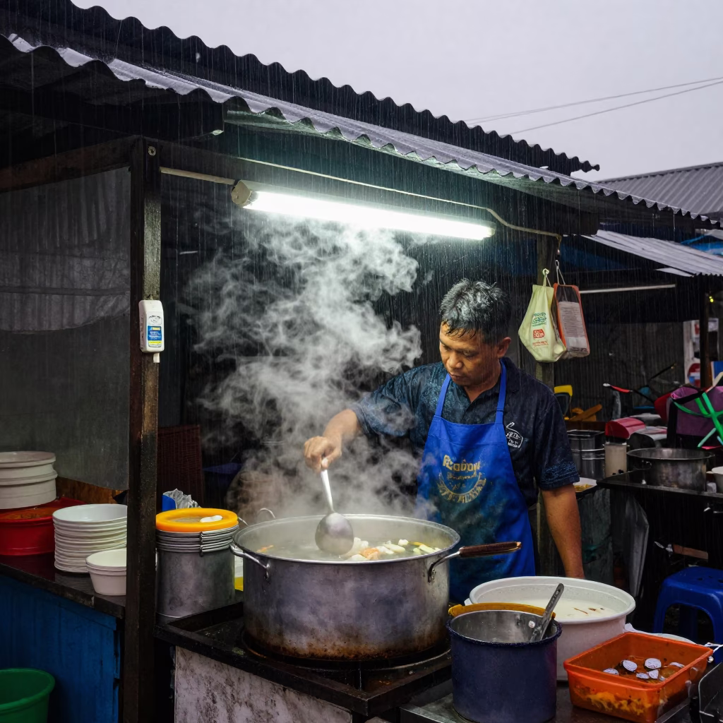 Steaming Soup in Surabaya in in Surabaya, Indonesia