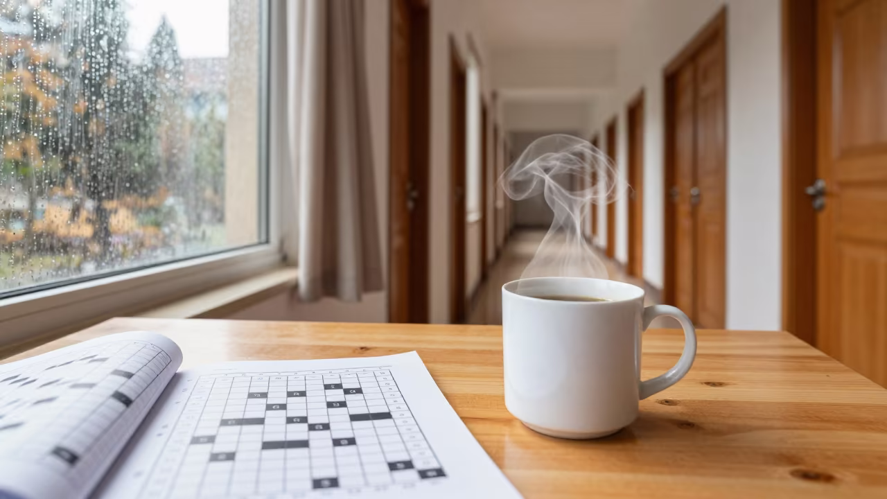 Steaming Tea and Endless Doors in Kunming in beside a rain-streaked window in Kunming