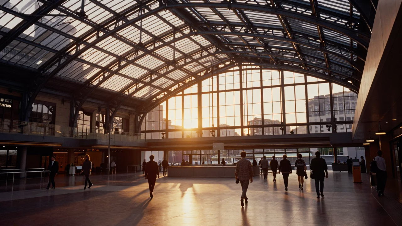 Steel Architecture in Adelaide at Honeyed Evening Light in in Adelaide, South Australia, Australia