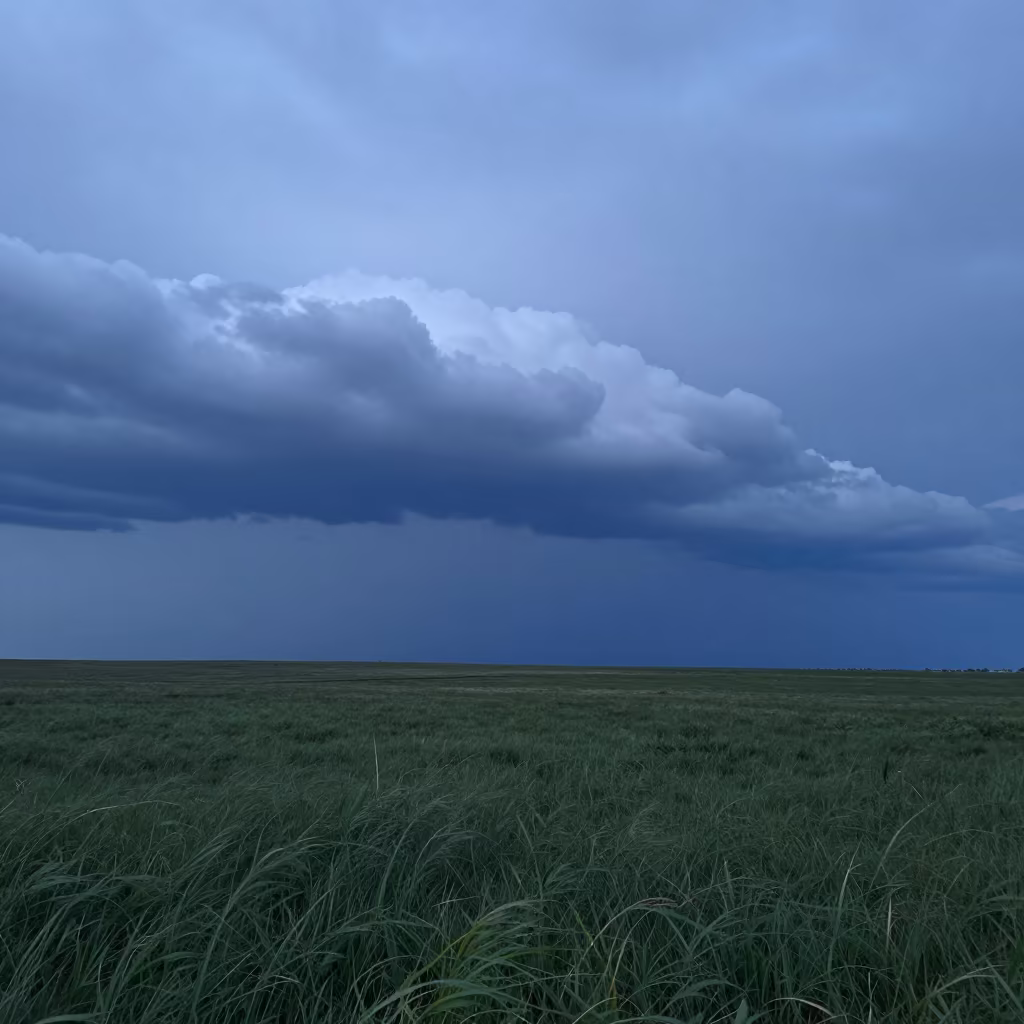 Steel Blue Shelf Cloud Over Yerevan Prairie in across a storm-bright plain near Yerevan