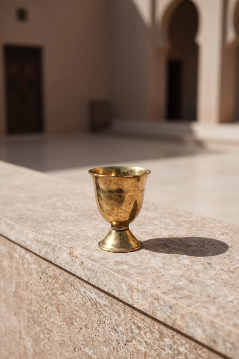 Steel Cup in Muscat at Midday Light in in Muscat, Oman