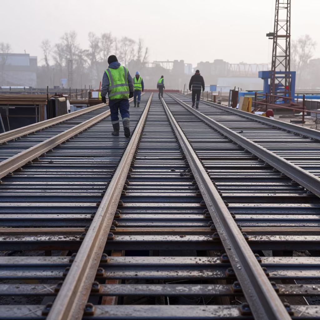 Steel Deck Construction Dawn Drizzle Minsk in on an active construction deck in Minsk