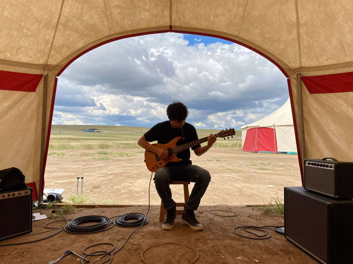 Steel Guitar Player Under Circus Tent Midday in under a circus tent in Anyang