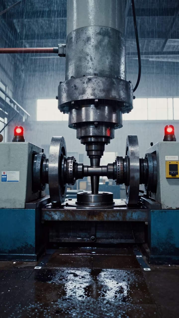 Steel Injection Molds Clamping in Ibadan Factory in on a factory floor near Ibadan