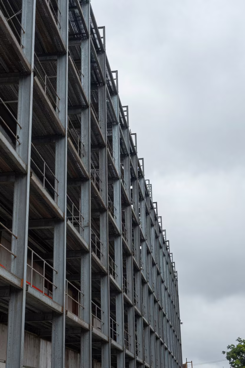 Steel Scaffolding Against Zacatecas Sky in beside exposed structural steel near Zacatecas