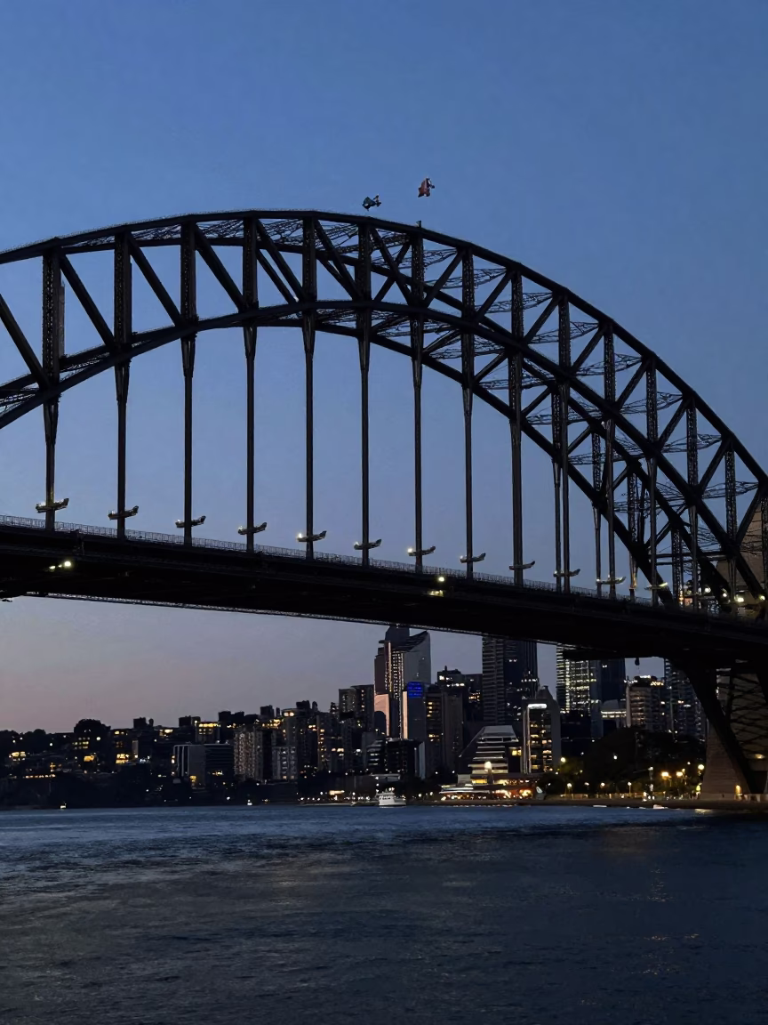 Steel Trusses at Sunrise Light in Sydney in in Sydney, New South Wales, Australia