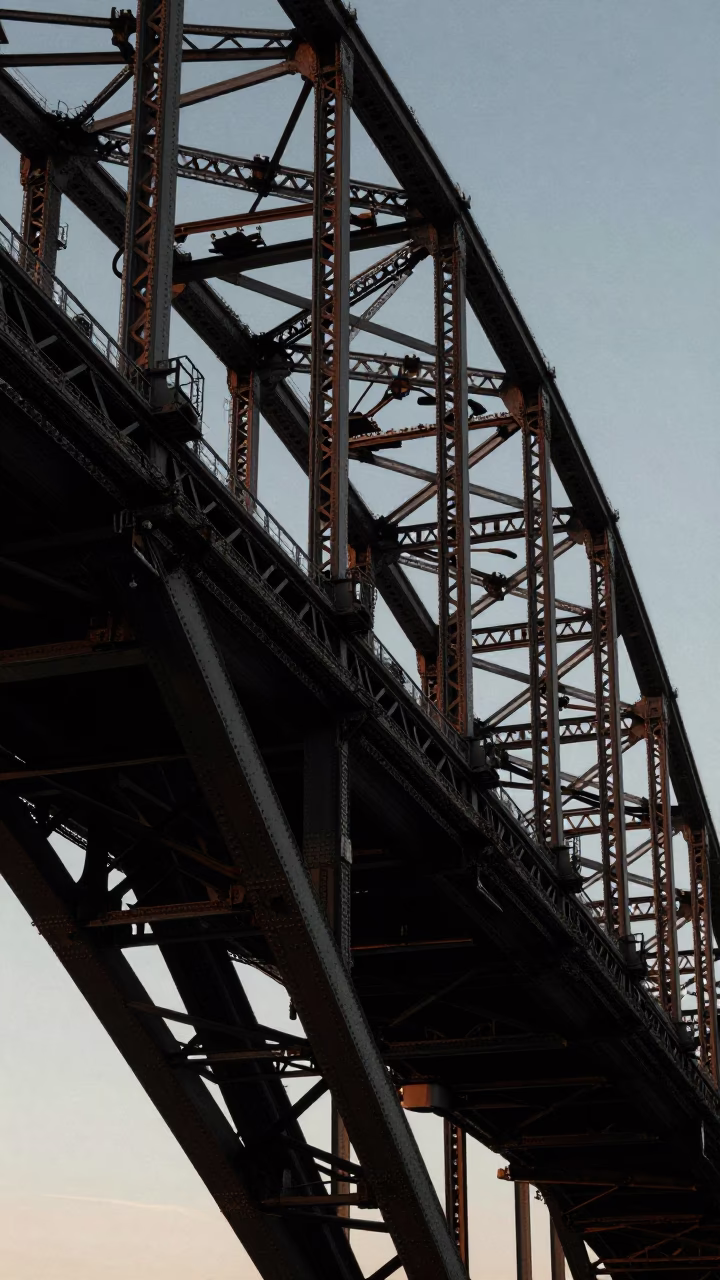 Steel Trusses in Sydney at The Still Hours Before Dawn Light in in Sydney, New South Wales, Australia