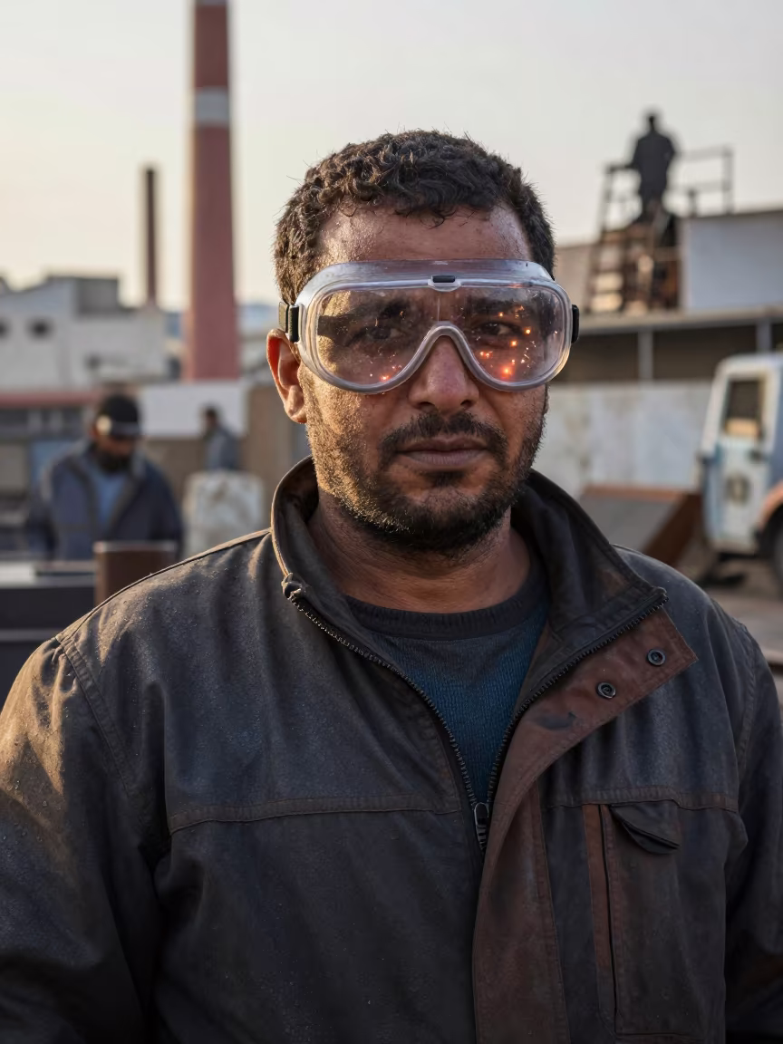 Steelworker Portrait in Benghazi Late Afternoon in in Benghazi