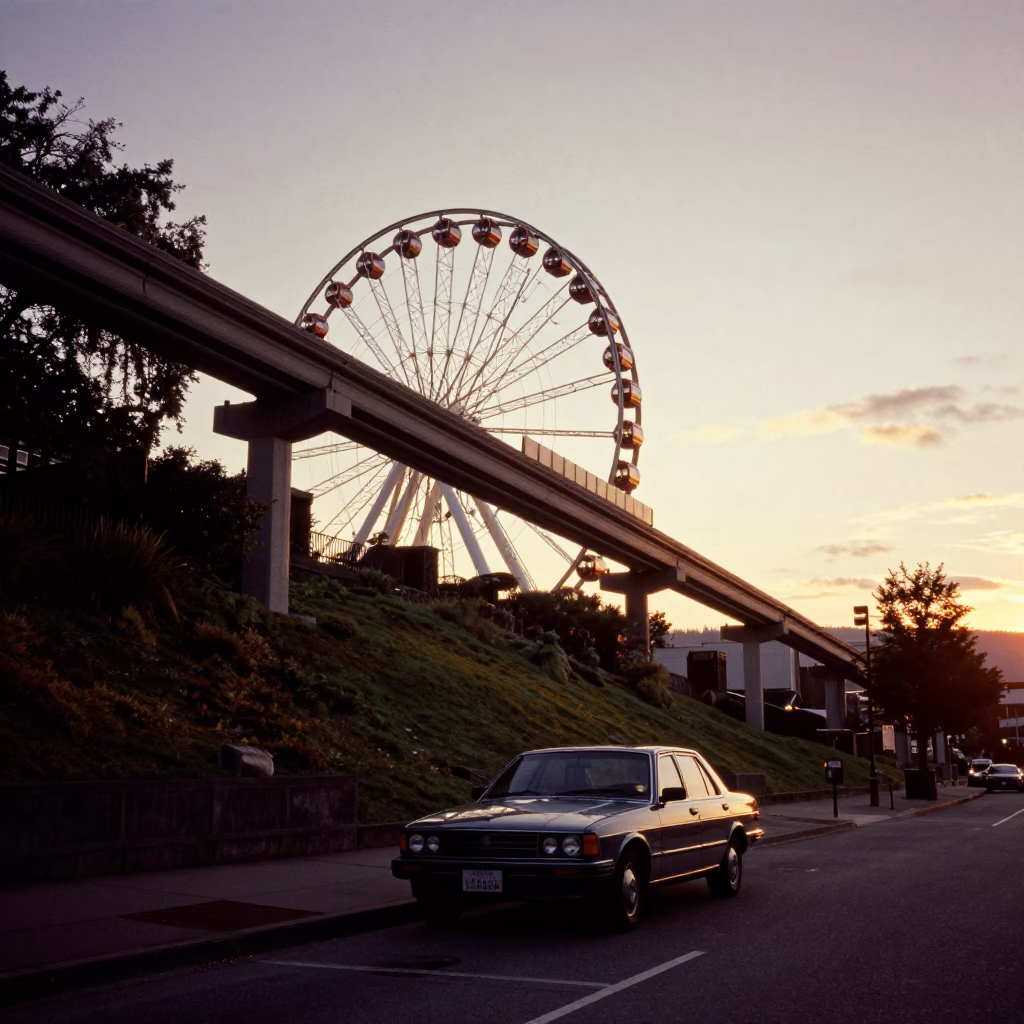 Steep Hill at Honeyed Evening Light in Seattle in in Seattle, Washington, United States