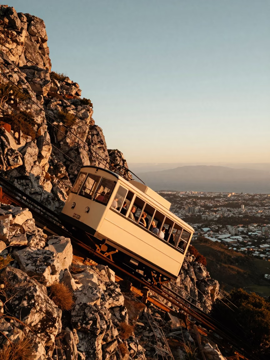 Steep Hill in Cape Town at Honeyed Evening Light in in Cape Town, South Africa