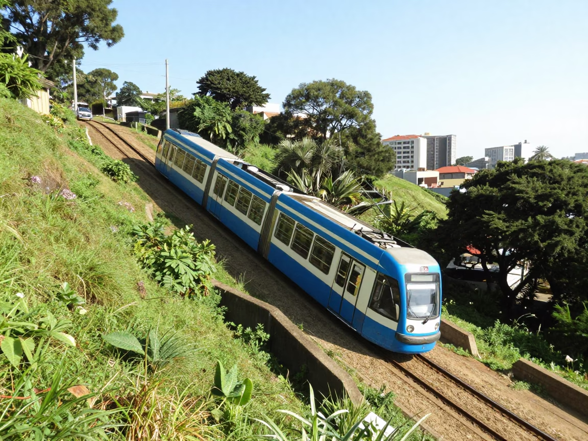 Steep Hill in Durban at Bright Midmorning Light in in Durban, South Africa