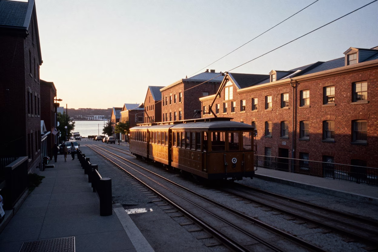 Steep Hill in Halifax at Golden Hour in in Halifax, Nova Scotia, Canada
