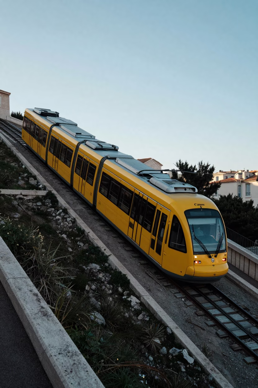 Steep Hill in Marseille at As First Light Reaches The Scene in in Marseille, France
