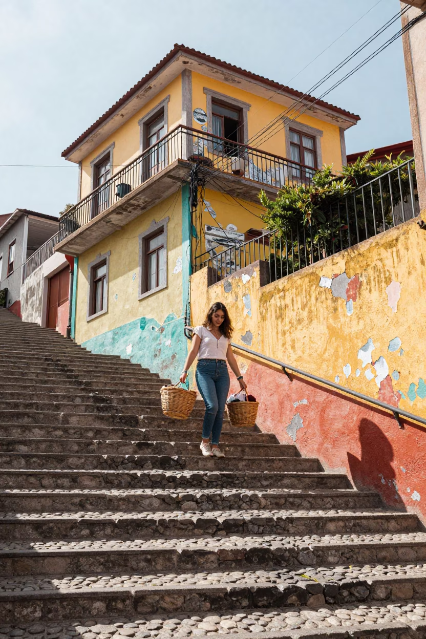 Steep Stairs in Valparaiso in in Valparaiso, Chile