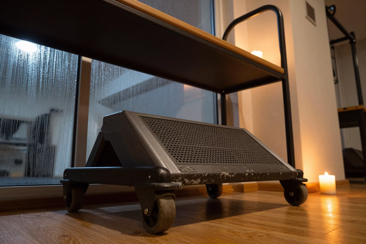 Step Cart with Sweat at Prague Gym Desk in at a gym check-in desk in Zizkov, Prague