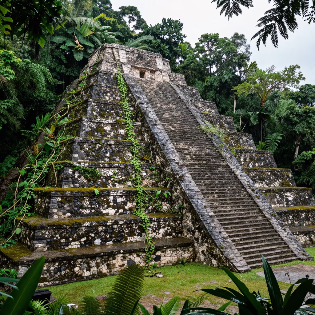 Stepped Pyramid in Colombian Jungle Noon in in Colombia