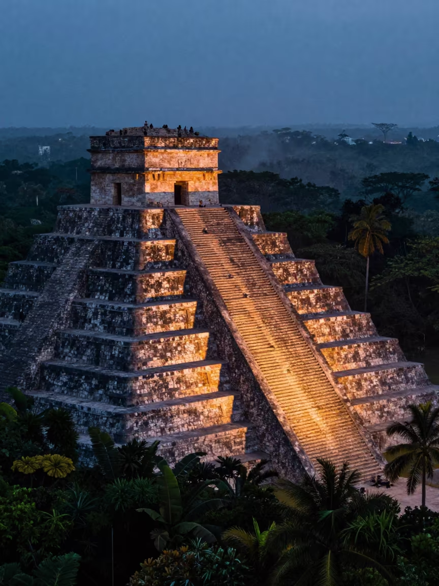 Stepped Pyramid in Twilight Jungle Havana in near Miramar, Havana
