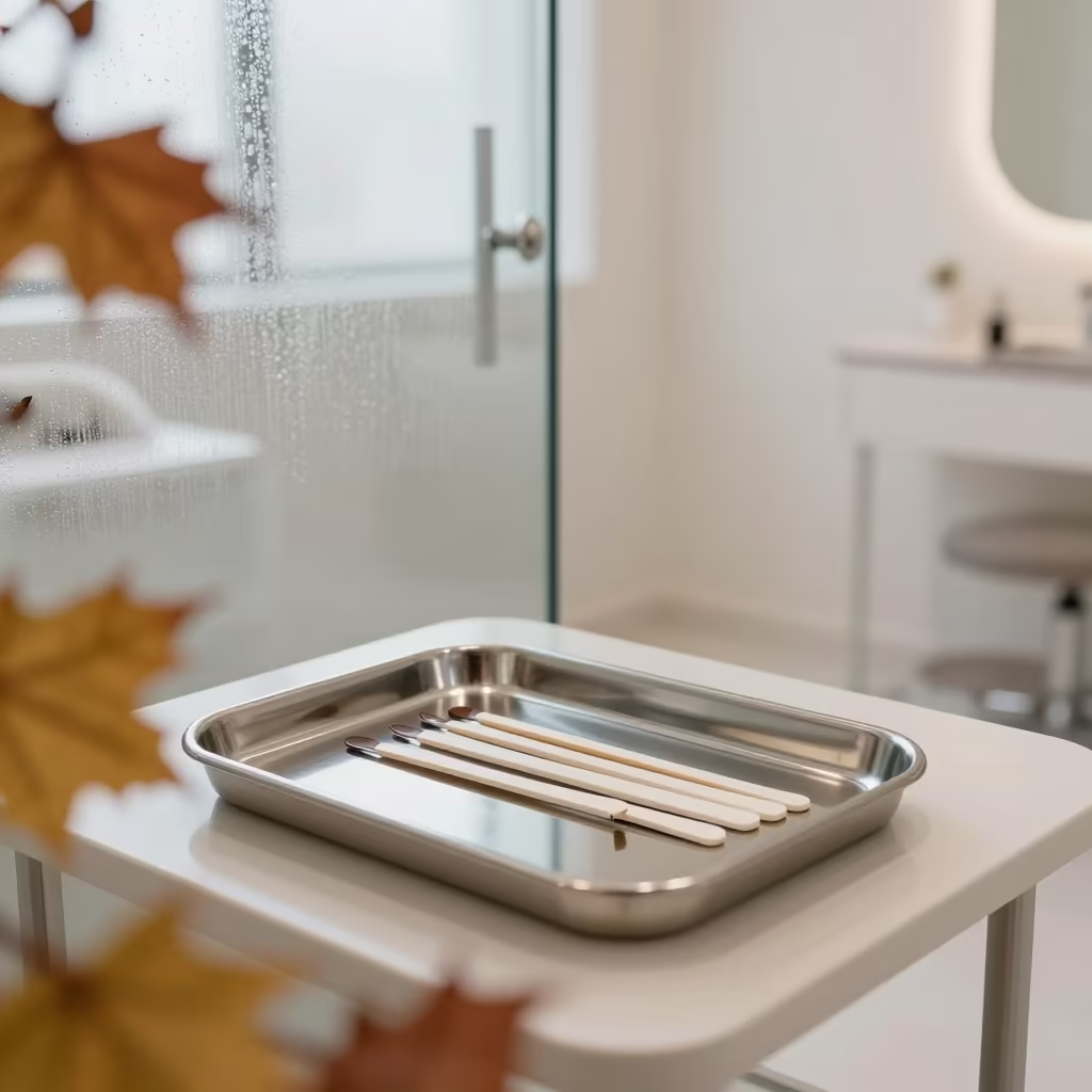 Sterile Brow Disinfect Tray in Nasiriyah Salon in inside a skincare treatment room in Nasiriyah