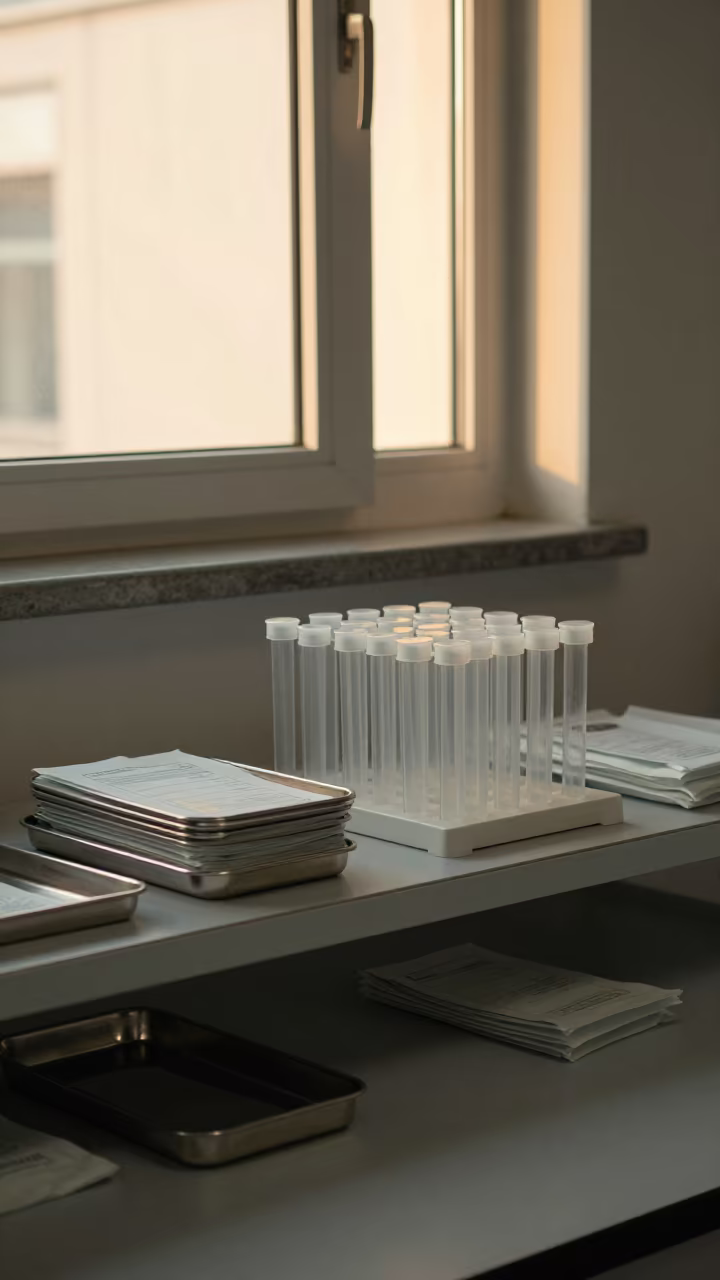 Sterile Endoscope Caps on Workshop Shelf in on a workshop shelf near Delft