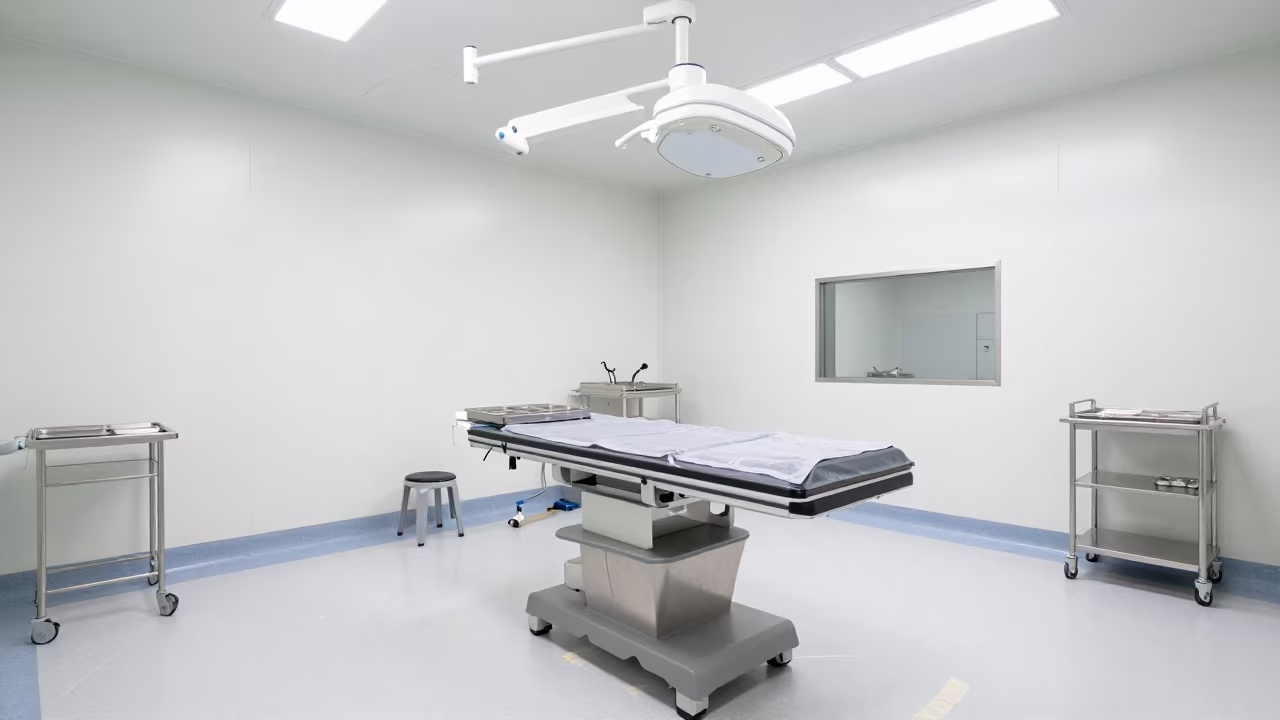 Sterile Exam Room with Dust in Noon Light Hong Kong in inside a clinic exam room near Mong Kok, Hong Kong