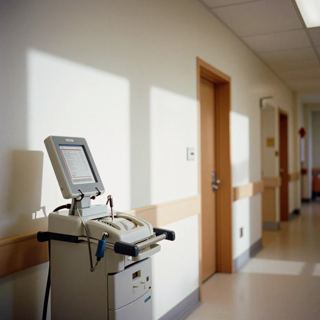 Sterile Peel Pack Sealer in Denver Hospital Corridor in inside a hospital corridor in Santa Fe Arts District, Denver