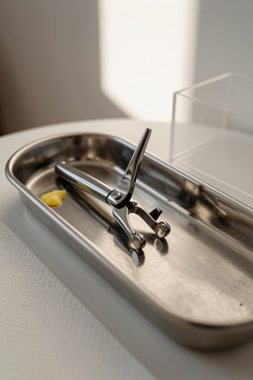 Sterilizer Tray with Wax Residue in Helsinki Nail Studio in inside a nail studio near Helsinki