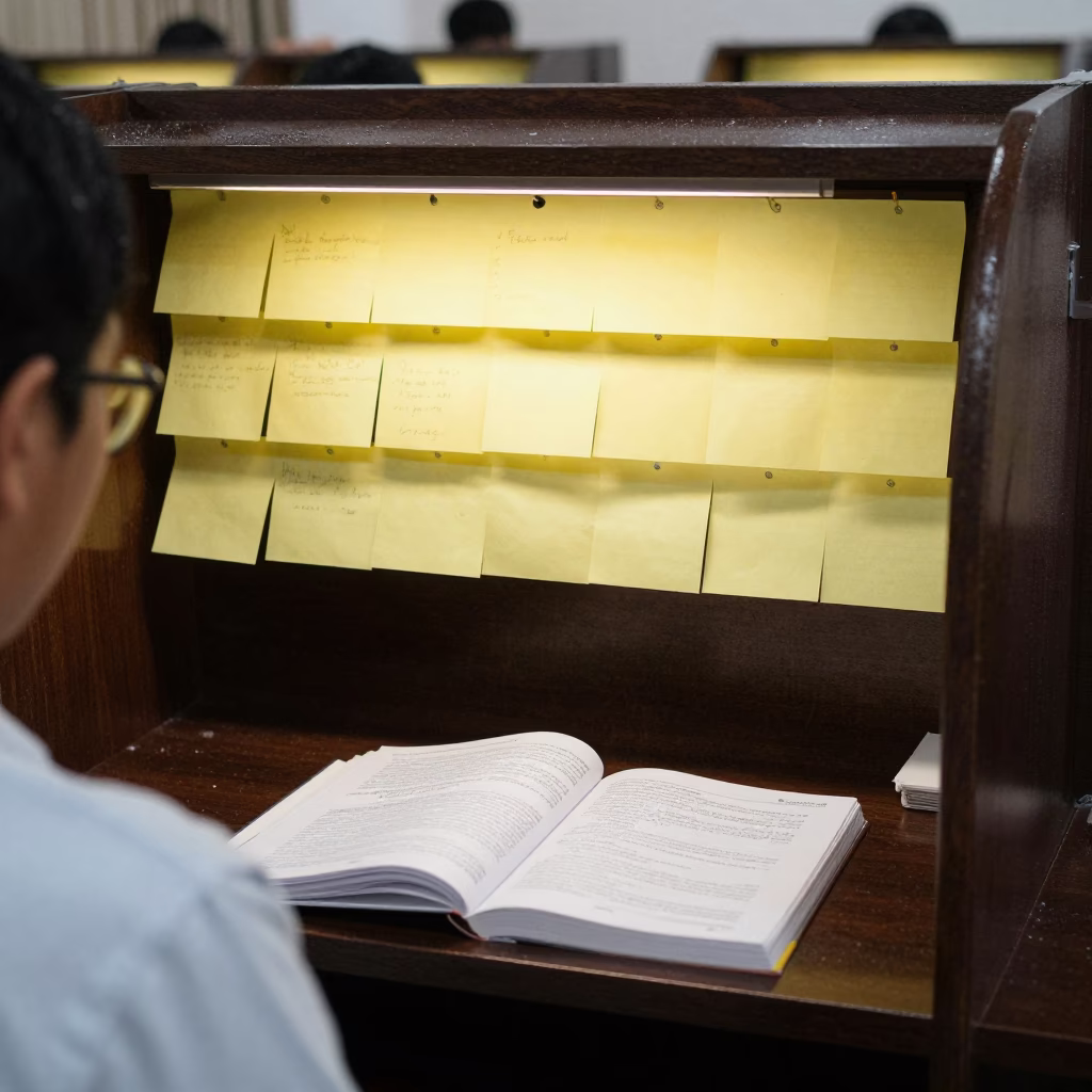 Sticky Note Curtain Study Carrel Bandung in in a lecture hall before the crowd arrives in Bandung
