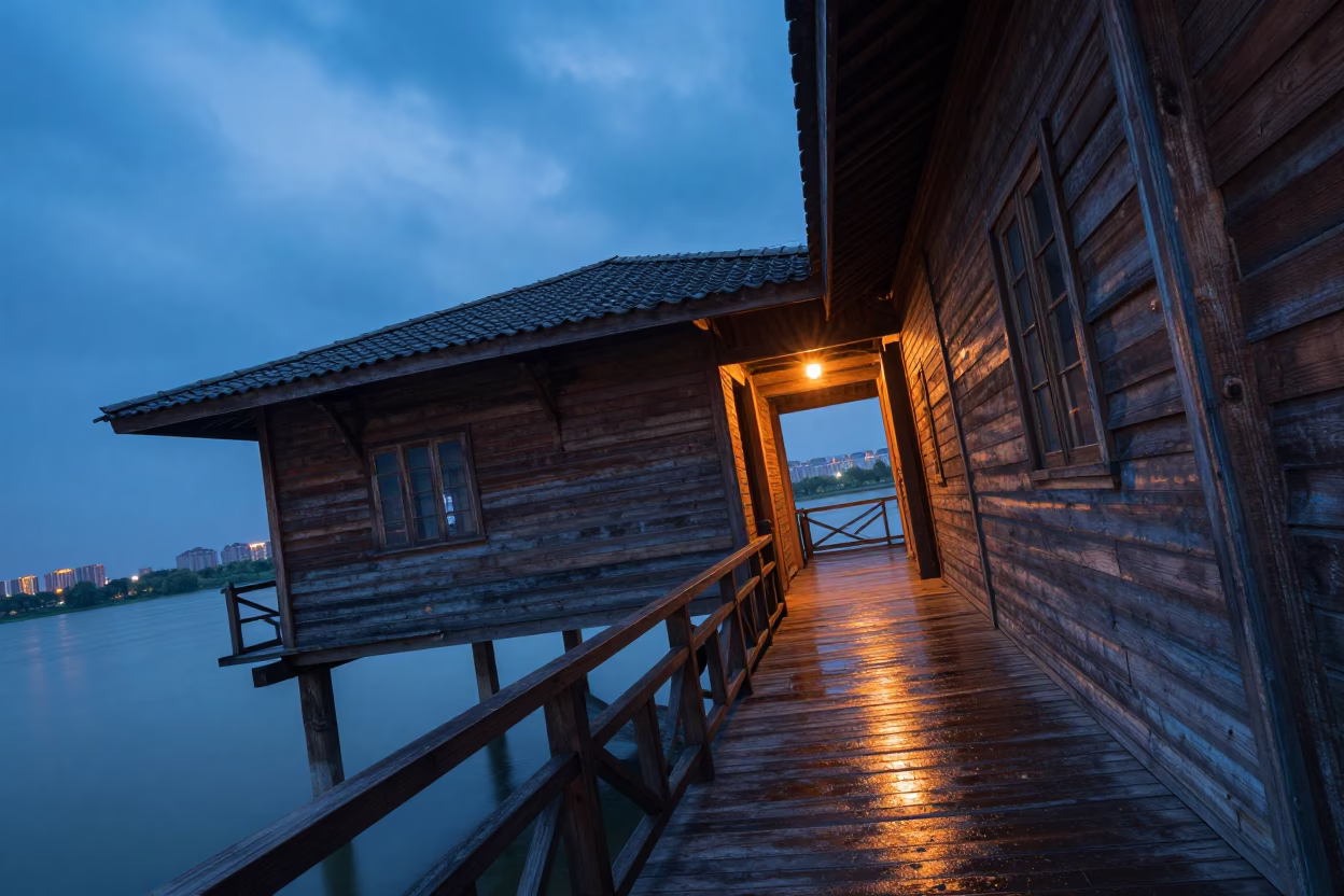 Stilt House Twilight Taiyuan Skylight in inside a skylit passageway near Taiyuan
