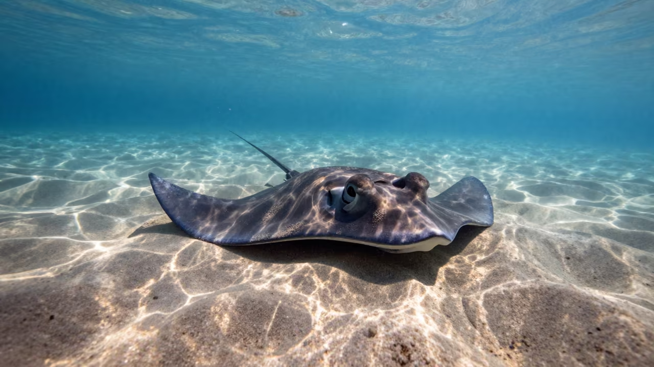 Stingray Eyes Peering from Italian Sand in in Italy