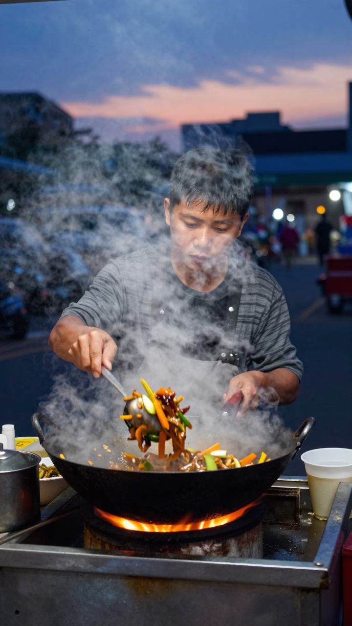 Stir Fry at Twilight in Kaohsiung in in Kaohsiung, Taiwan