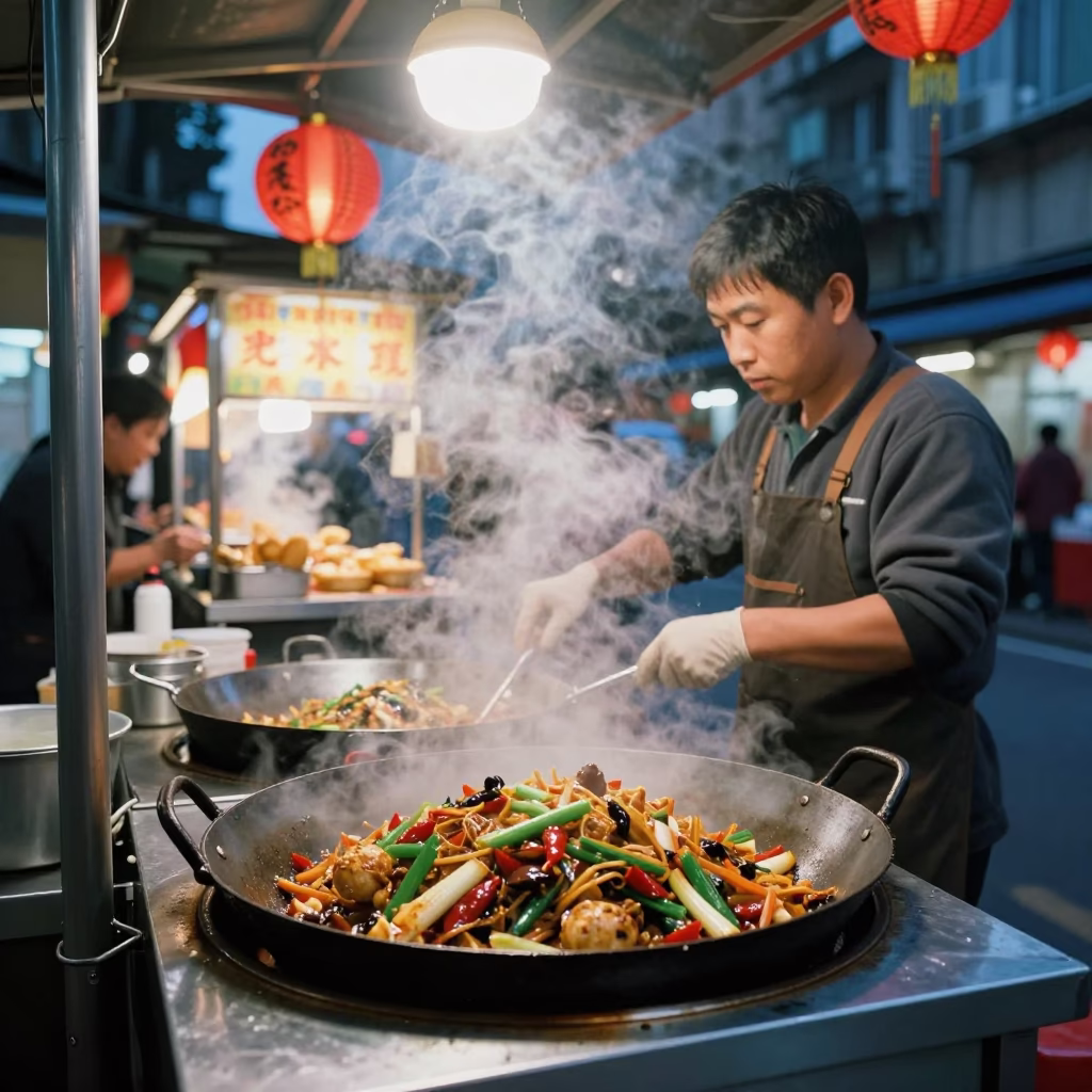 Stir Fry in Taipei at The Last Blue Light Of Evening in in Taipei, Taiwan