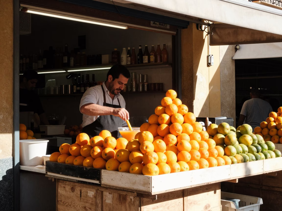 Stirring Horchata in Valencia in in Valencia, Spain