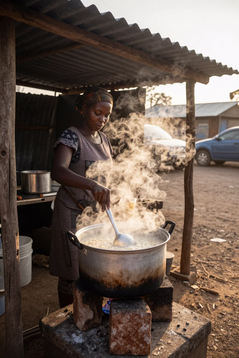 Stirring Porridge in Nairobi in in Nairobi, Kenya