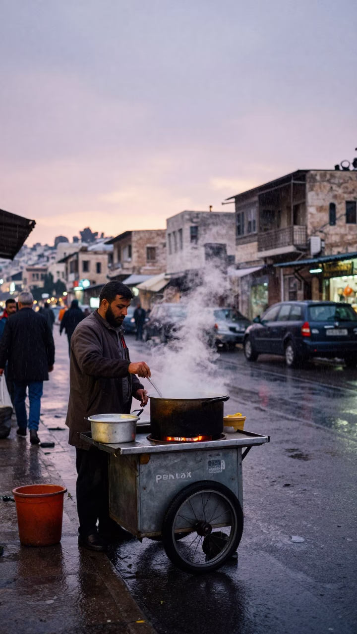 Stirring Pot in Amman at Dusk Light in in Amman, Jordan